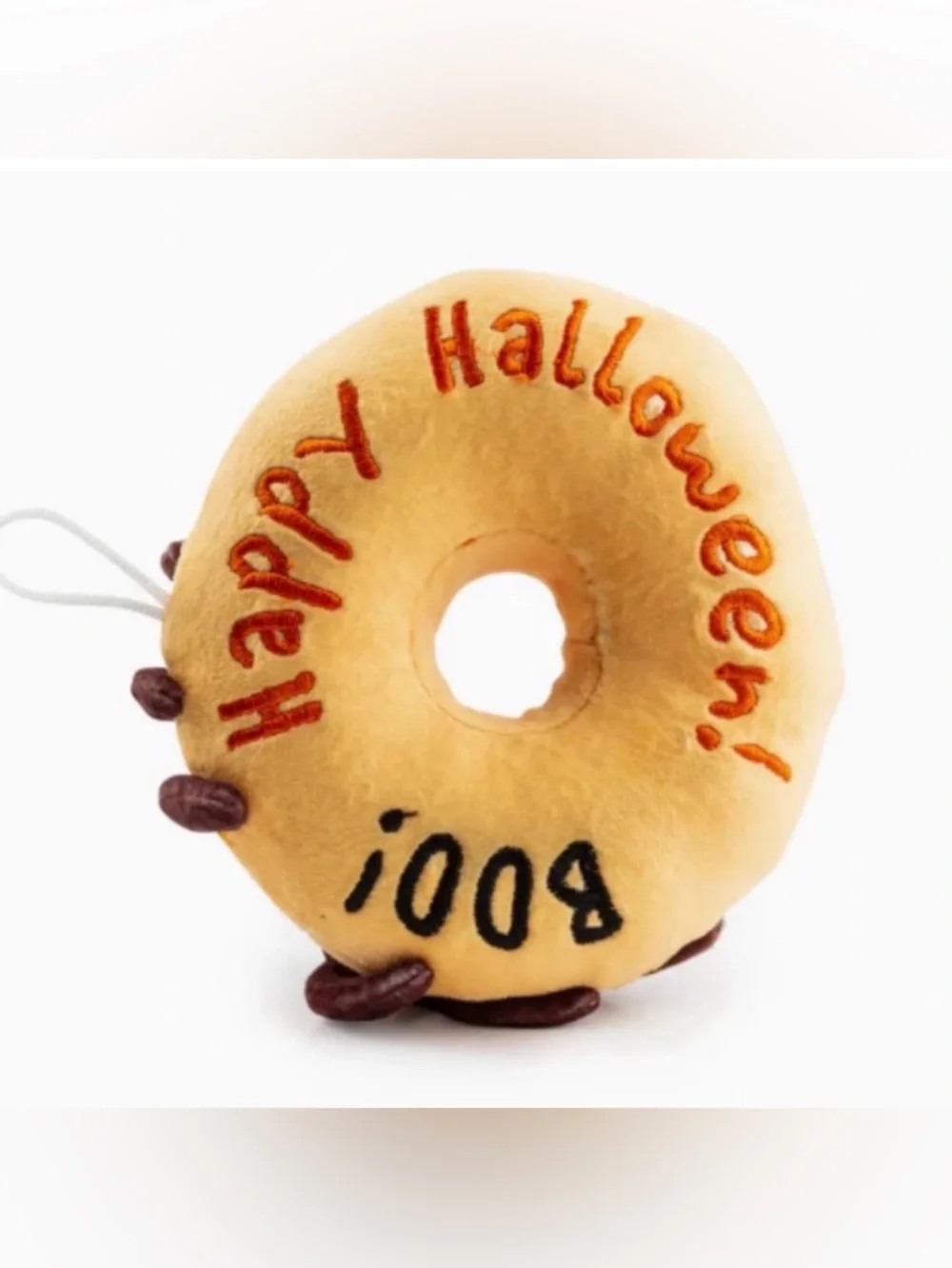 Plush Donut Toy with Brown Spider Accent